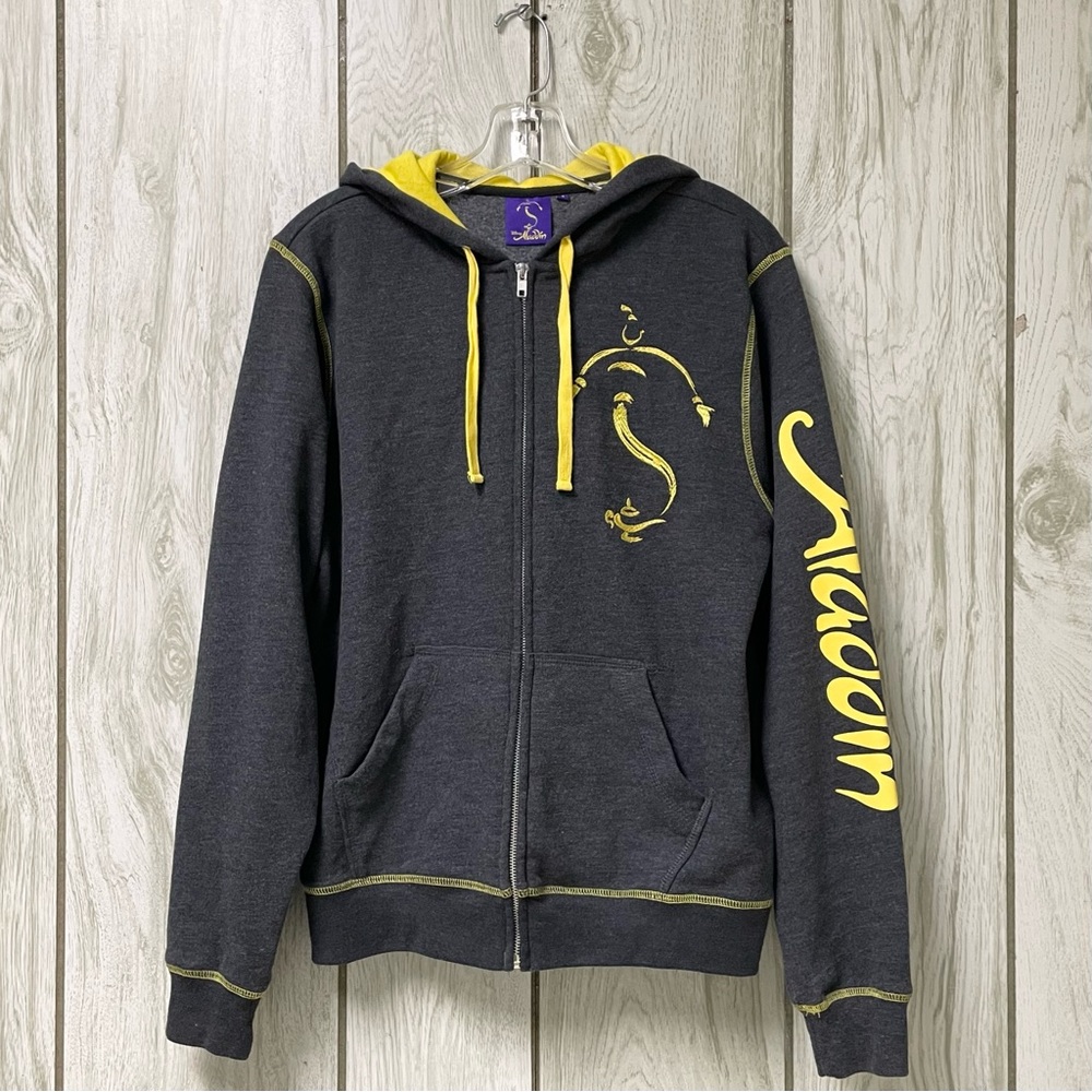 Disney Men/Women Heather Gray Aladdin Broadway Musical Zip Hooded Sweatshirt S